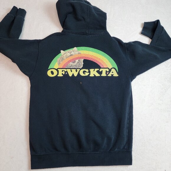 OFWGTKA Odd Future Wolf Gang Cat Rainbow Streetwear Graphic Hoodie Mens Small - Picture 6 of 9